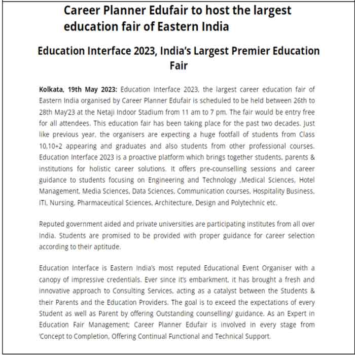 Career Planner Edu Fair got featured on Business news This week
